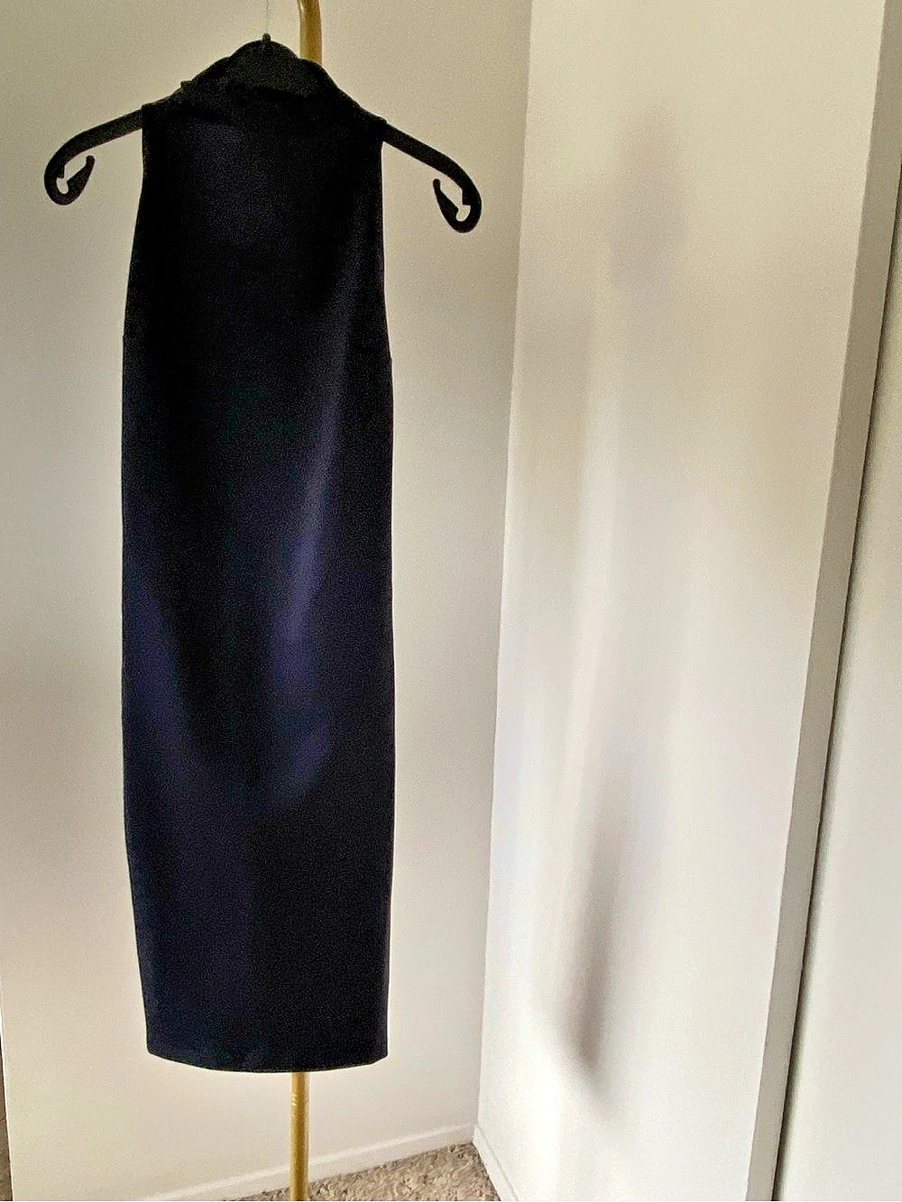 Mango Suit Navy Blue Jersey High Neck Sleeveless Midi Dress XS-S - Picture 3 of 9